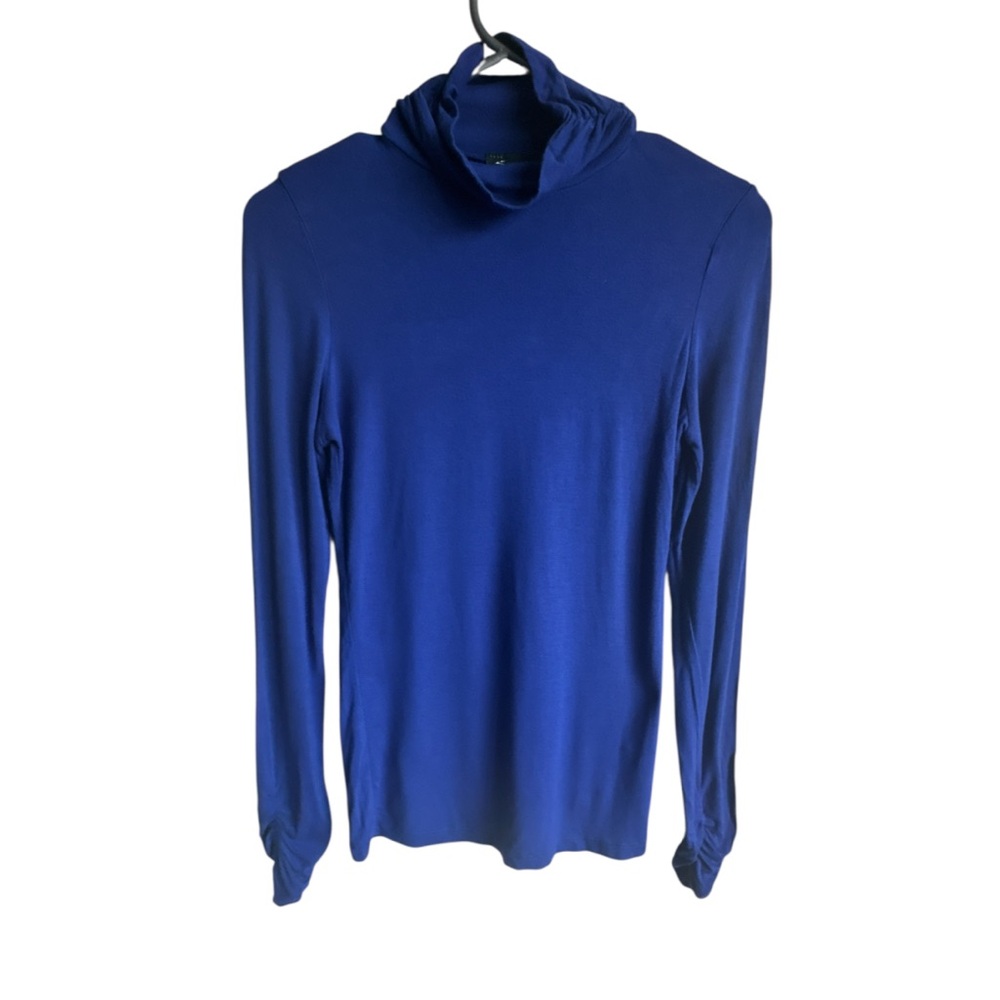 Seductions Cobalt Blue Mock Neck Ruched Top Sz M